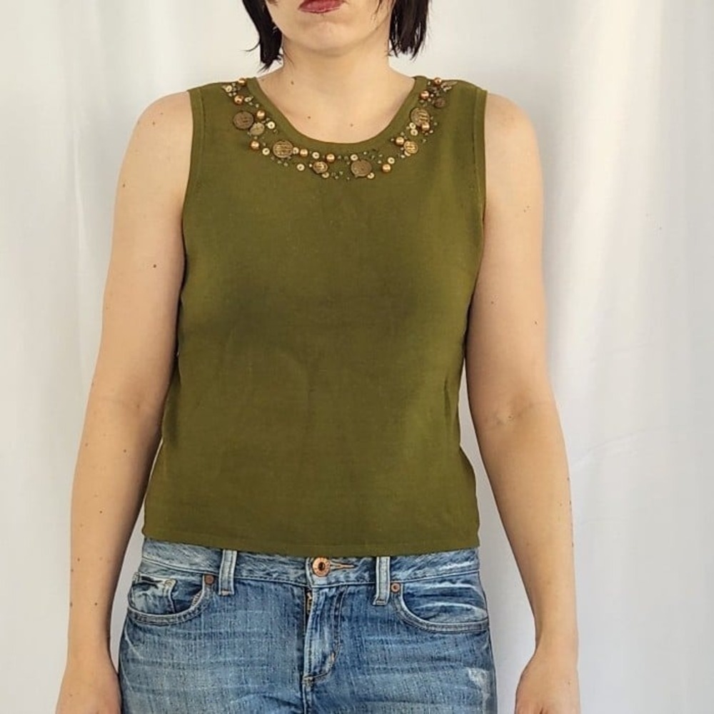 Y2K Does Boho Green Sleeveless Top